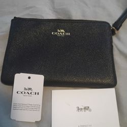Coach Black Leather Wristlet