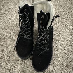 Black Suede Winter Boots with Fur Lining: $10
