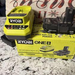 Ryobi One+ 18v Lithium Ion 2.0ah Battery And Charger 