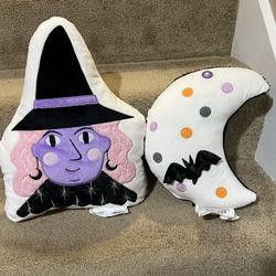 Halloween Target Hyde Eek Throw Pillow set of 2 Witch Moon Bat light up 12” tall