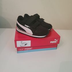 PUMA SIZE 8C TODDLER SHOES - SOFT FOAM - BLACK EASY ON  