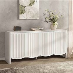 Adjustable Shelves Living Room Cabinet Brafabhome Accent Fluted...