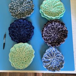 Homemade crochet trivets