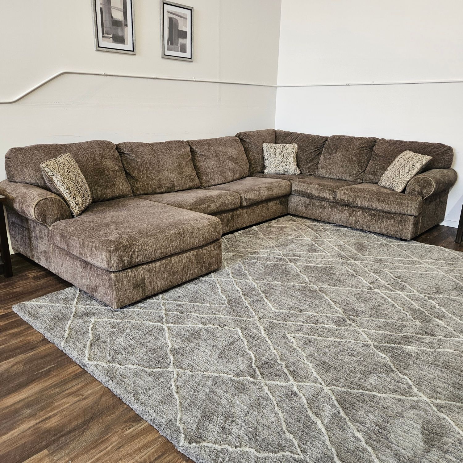 Ashleys Big Sectional with Chaise - Free Delivery