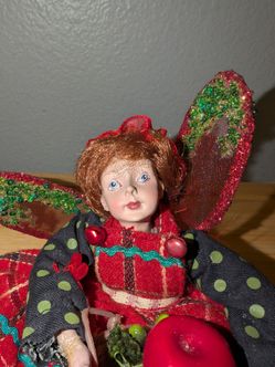 Vintage Winward Fairy Pixie Holding Basket Of Apples Posable Legs