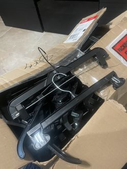 Box Of 50+ Black Plastic Hangers Tops And Bottoms