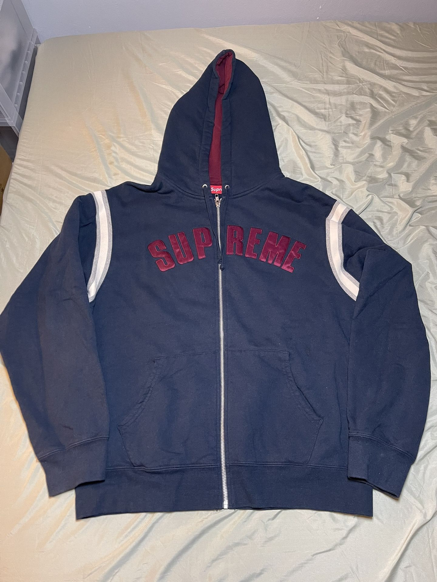 Supreme Jet sleeve zip up hooded sweatshirt