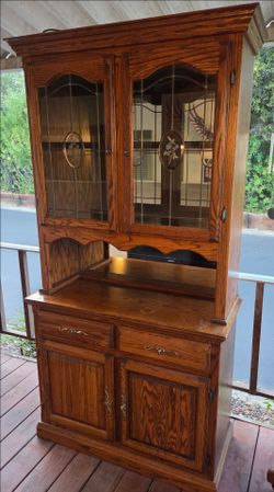 China Cabinet with Hutch - Cherry Oak