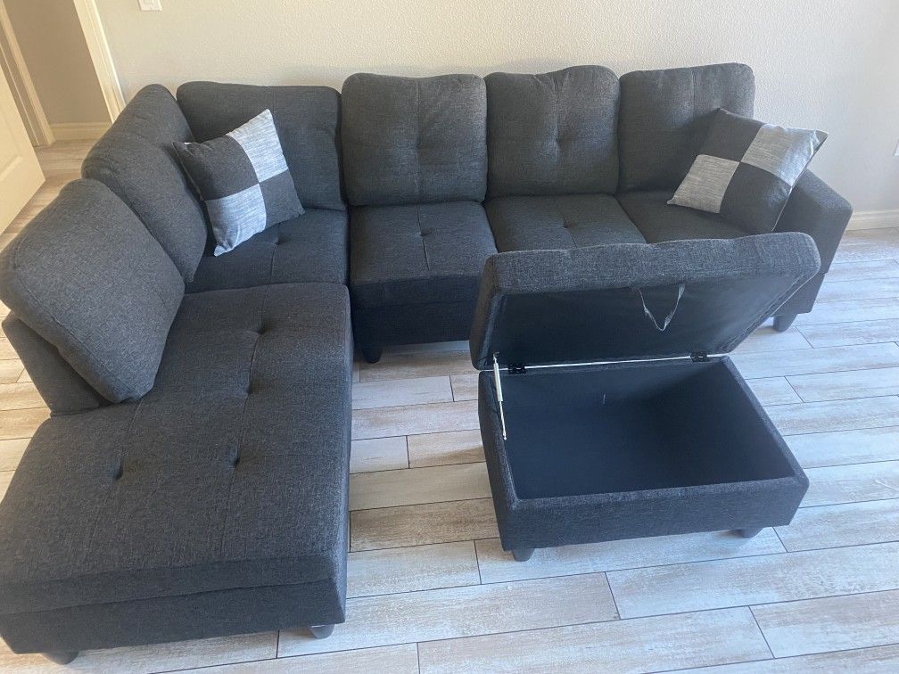 AMAZING 3pcs Charcoal sectional W/ Sectional (Left Chaise) 90 days FREE