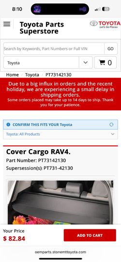 Toyota RAV4 Cargo Cover for trunk 2019-2025 fit