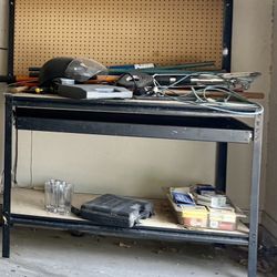 WORKBENCH --- WOOD TOP AND PEG BOARD