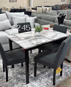 5-pc dining table set with charcoal gray chairs