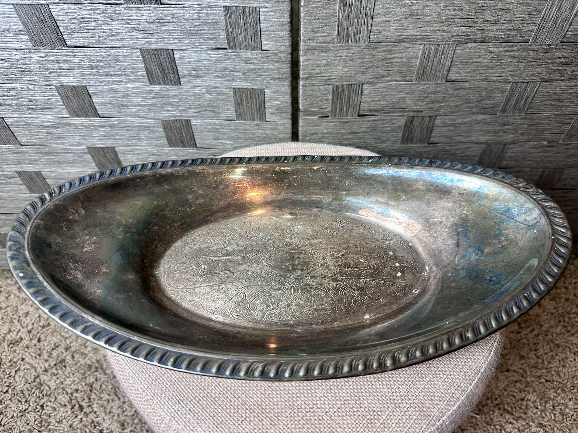 Rare Antique Oneida Silver-Plated Oval Tray