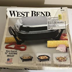 New in box New West Bend 12" Glass Cover Electric Skillet 