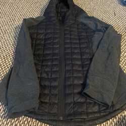 WOMENS XL NORTH FACE JACKET BLACK GREY WITH HOOD