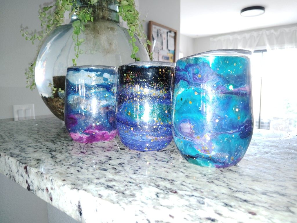 Set Of FOUR Stainless Steel Wine Tumblers