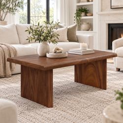47.72 in. Rustic Brown Rectangle Natural South American Walnut Wood Coffee Table with Solid Wood Legs