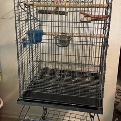 Rolling Metal Bird Cage 34” H 