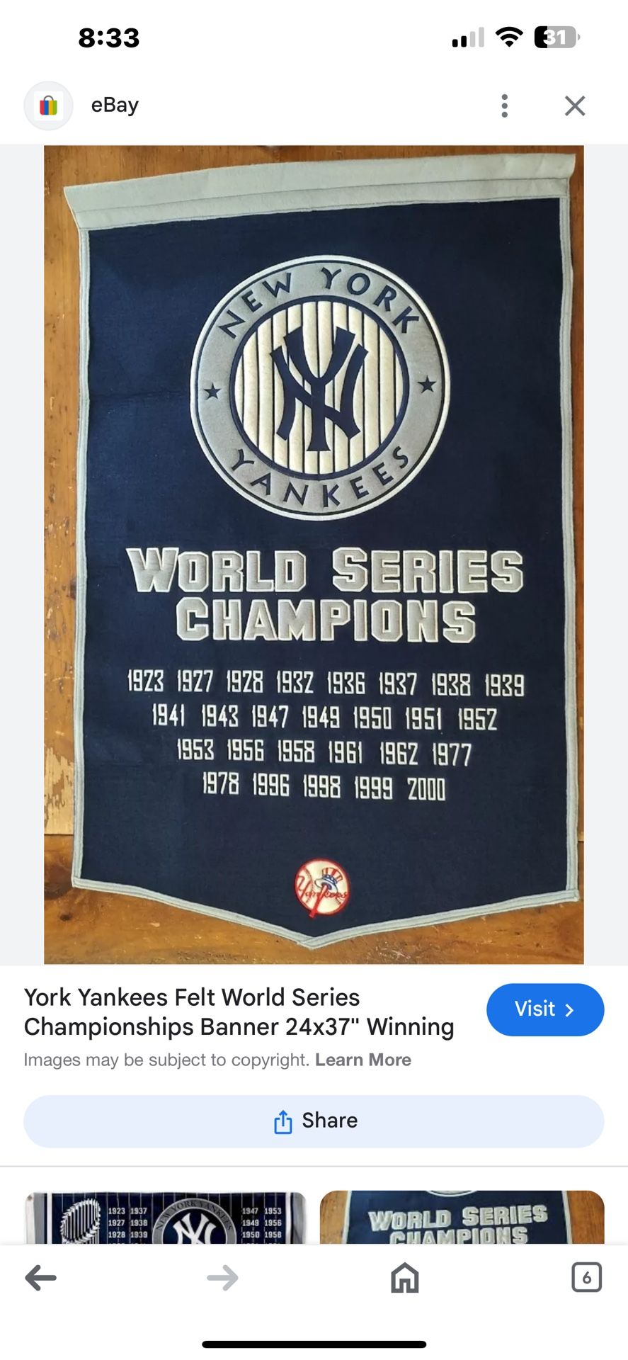 NEW York Yankees Felt World Series Banner 😄⚾️