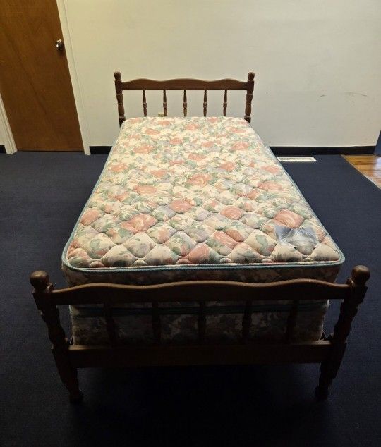 Single Bed Frame, Mattress And Box Spri G