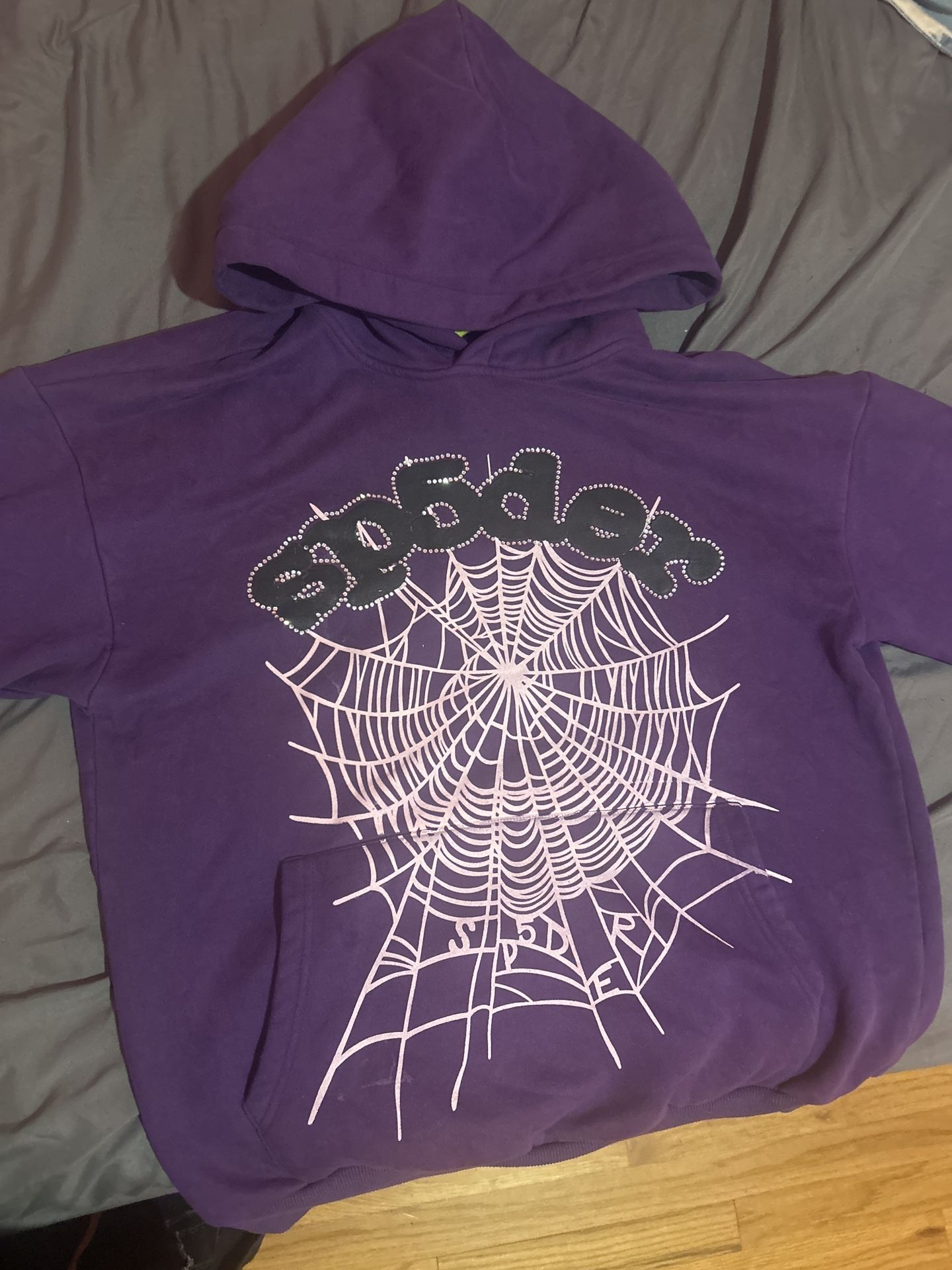 Purple Spider Web Hoodie With Gems