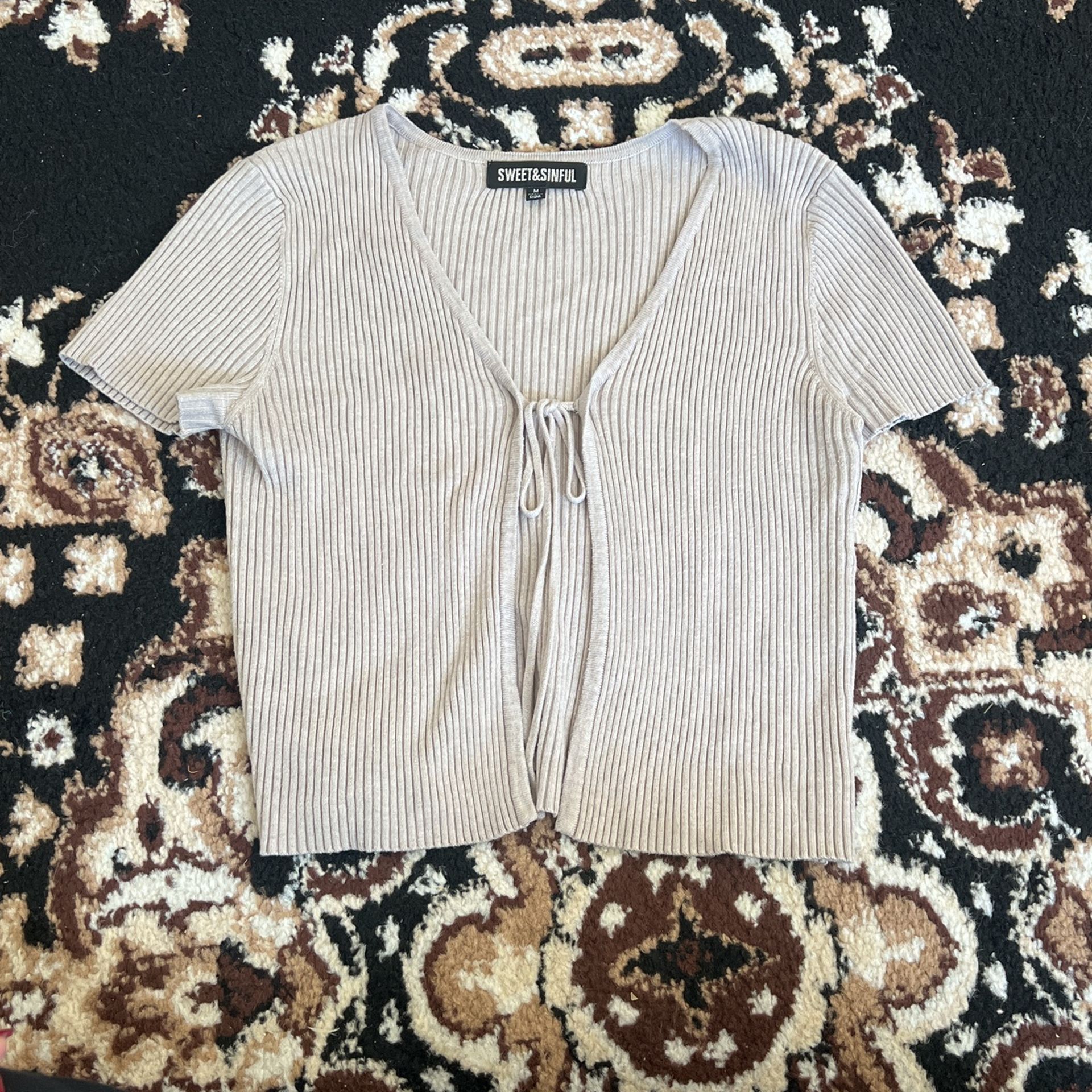 Brown Cardigan Tie Front M