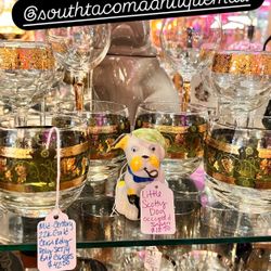 Set/4 MCM Cera 22k Gold Grape Roly Poly Glasses