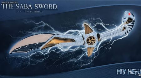 Limited to 200 made 1:1 full metal Replica White Ranger Saba Sword with display stand