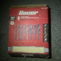  Bauer 8-Piece Black Oxide Silver & Deming Drill Bit Set. 