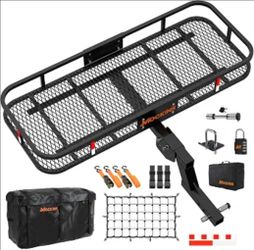 6" Raised Shank Steel Folding Cargo Hitch Carrier with 500 Lbs Cap
50"x20"x6" Heavy Duty Luggage Rack for SUV Car & Truck with 18 Cu Ft Waterproof Tra
