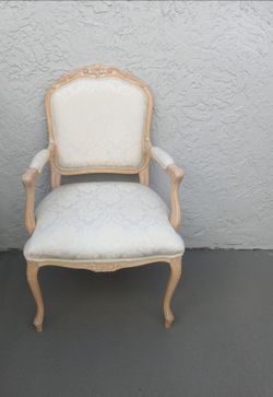 Carved Limed Beechwood French Louis XV style Armchair