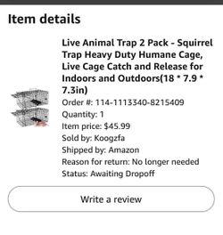Live Animal Trap - ONE  (Humane Catch & Release)