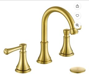 TimeArrow Brushed Gold 8 inch Widespread Bathroom Sink Faucet 3 Holes with Pop-Up Drain, 2 Handle Modern Bathroom/Vanity/Lavatory Faucet with Brass 36