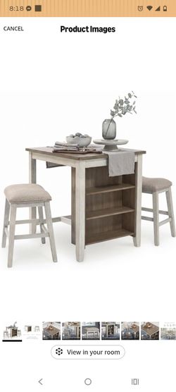 Counter Height Table Set with 2 Stools