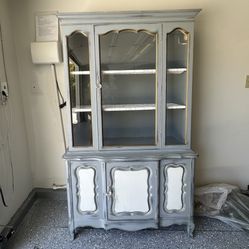Distressed Grey French Armoire Wardrobe