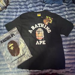 A Bathing Ape (BAPE) Plaid Ape Head T-Shirt Black Size Large