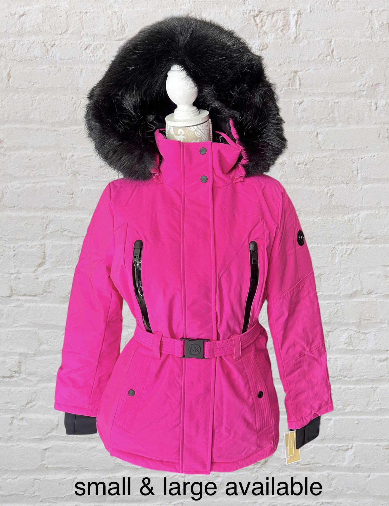 Michael kors pink coat jacket with removable Hoodie