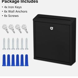 Suggestion Box with Lock and Slot, Wall Mounted Metal Drop Box with 4 Keys,