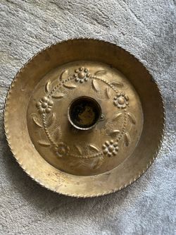 Vintage Brass Candle Holder with Floral Embossed Design, Rustic Farmhouse Decor, Decorative Metal Candlestick