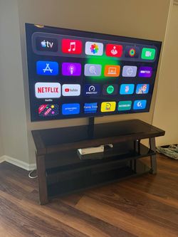 56" TV Stand - Wood and Glass