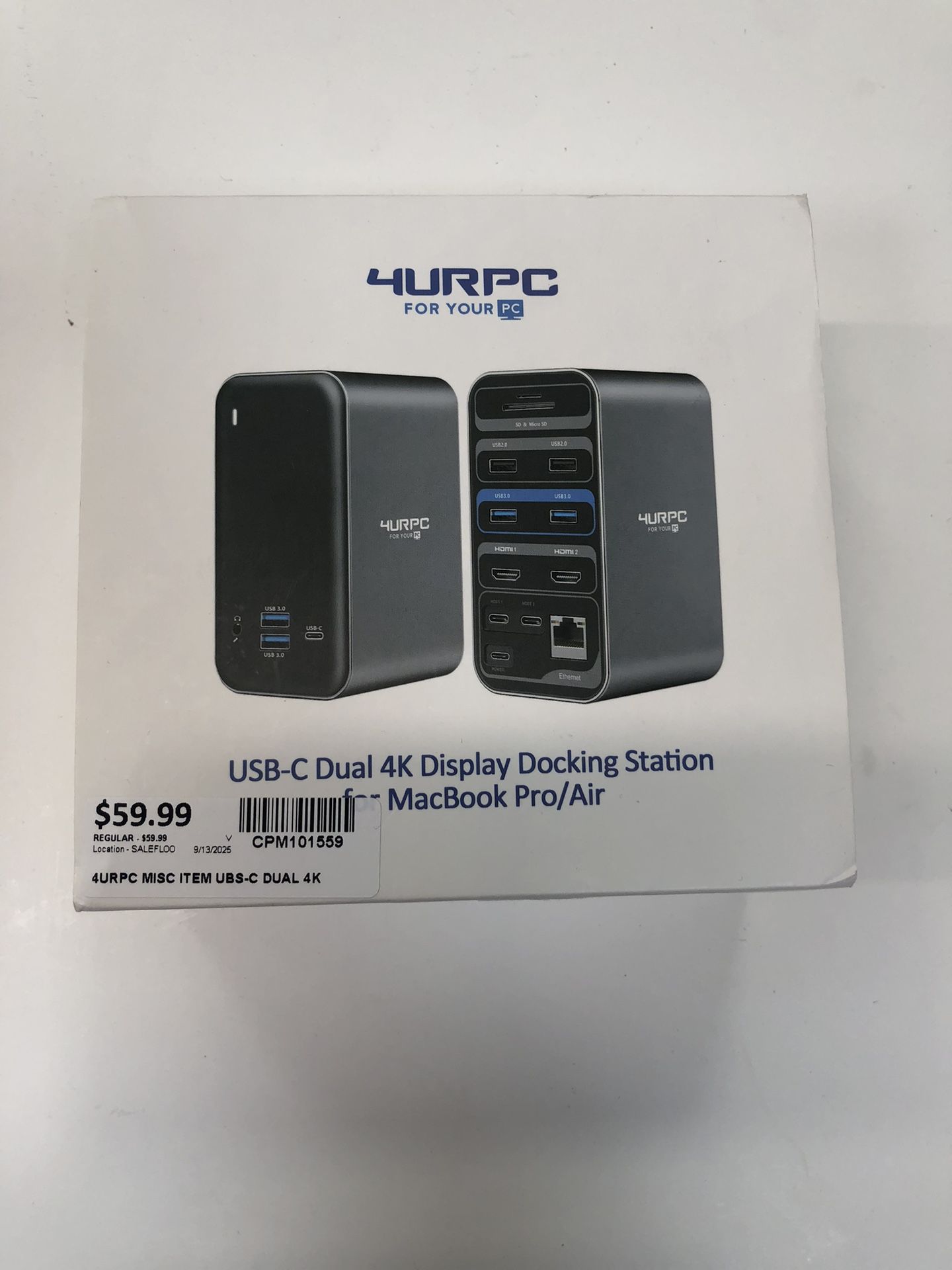 4URPC USB-C Dual 4K Display Docking Station For MacBook Pro/Air