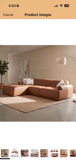 Brand New Brown Leather “Boneless” Couch