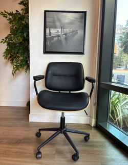 Modern Walnut & Black Executive Office Chair