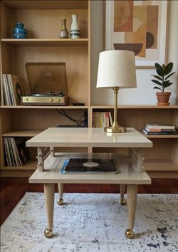 Vintage Mid-Century Modern 2-Tier Rolling Side end Table / Record Stand – MCM