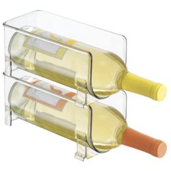 mDesign Plastic Free-Standing Water Bottle and Wine Rack Storage
