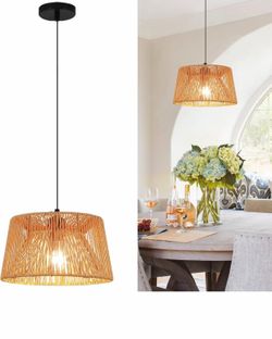 Rattan pendant light fixture