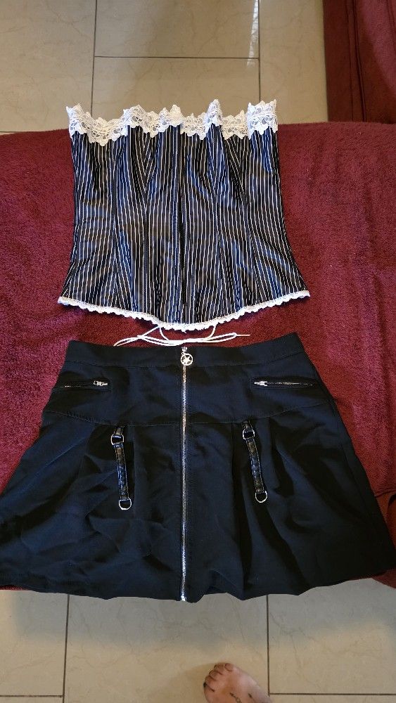 Goth Emo Alternative Outfit Skirt Top Corset Punk
