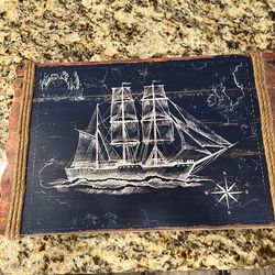Wood ship wall art