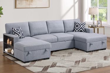 Double-Chaise-Sectional-pull Out Bed W Storage
