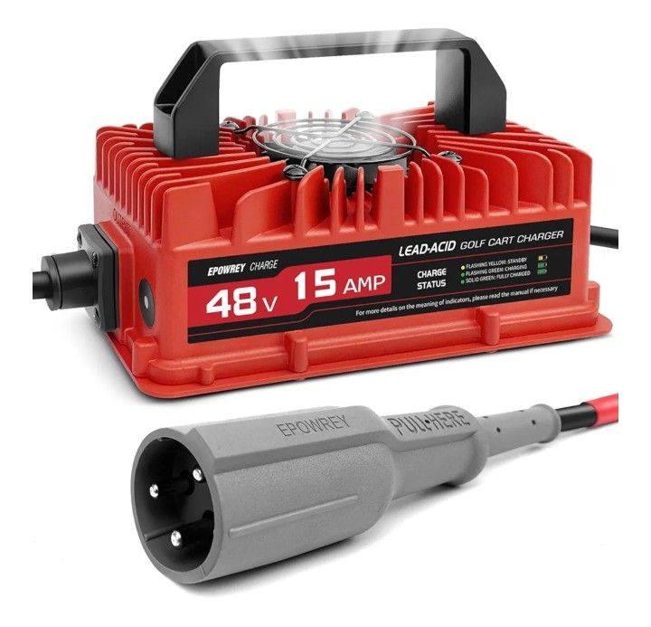 15 AMP 48 Volt Golf Carts Battery Charger for Club Car 3-Pin Round Plug,for Lead Acid Battery